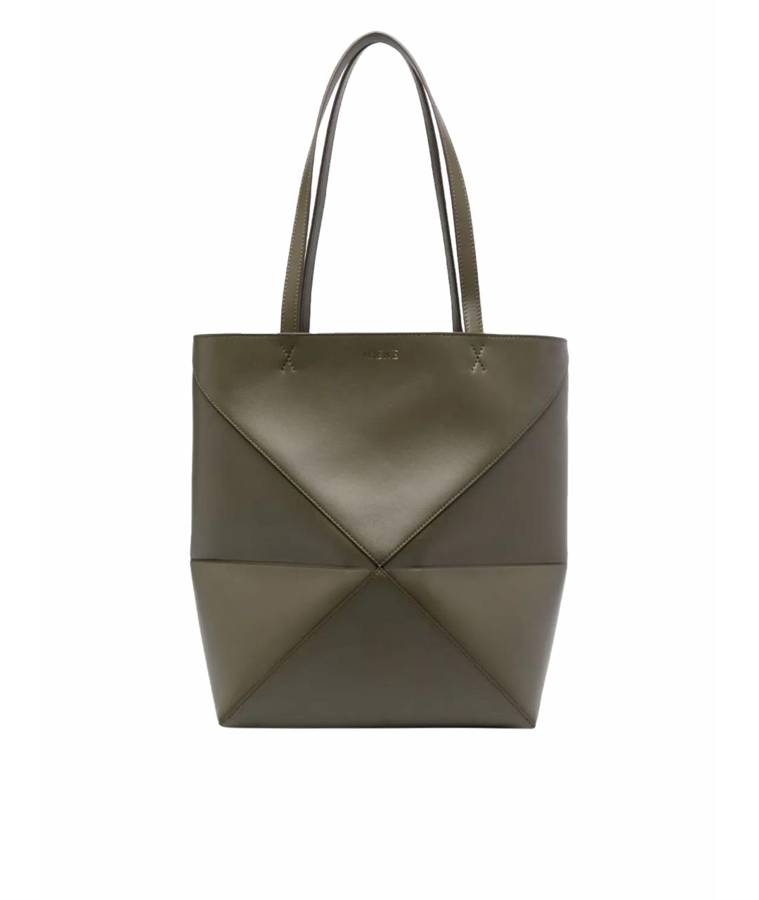 LOEWE Зеленая кожаная сумка тоут, фото 1