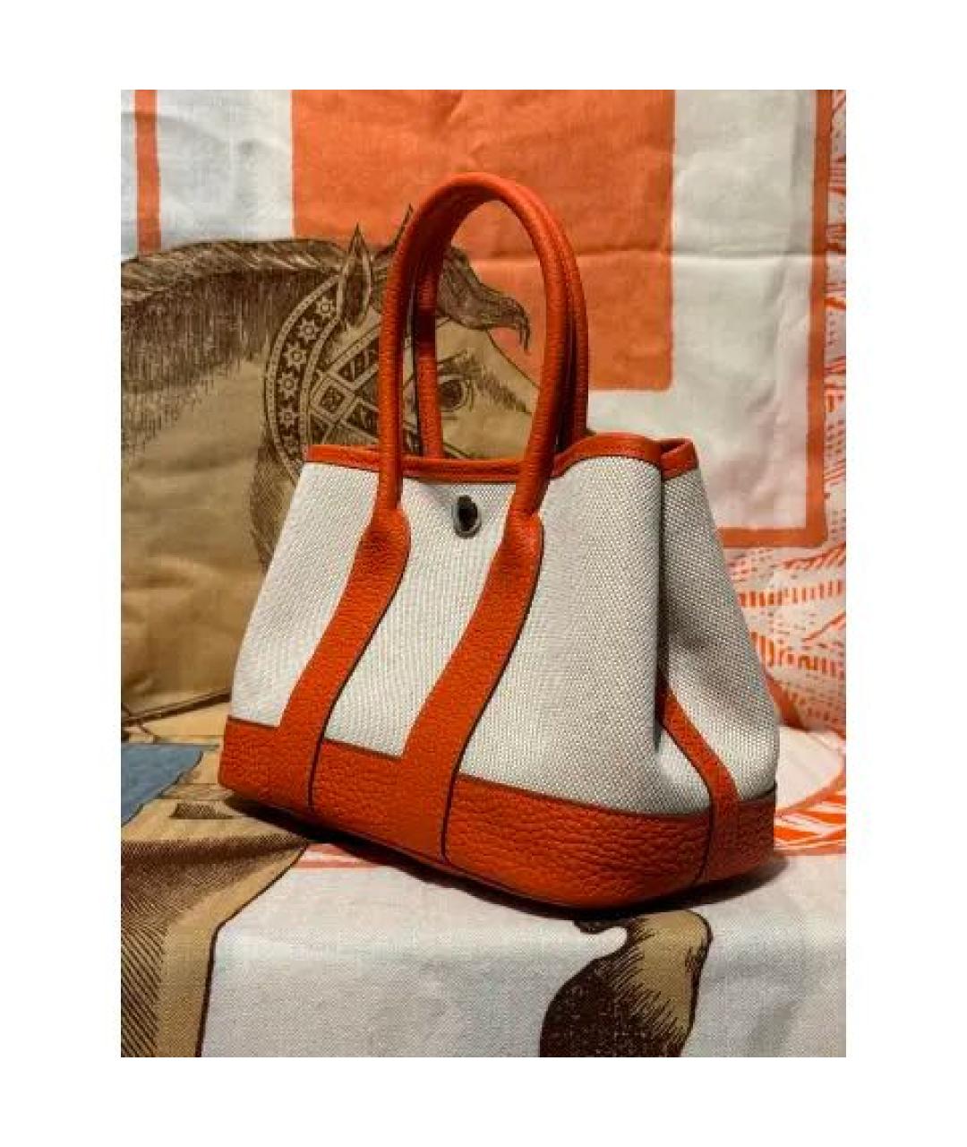 HERMES Оранжевая кожаная сумка с короткими ручками, фото 3