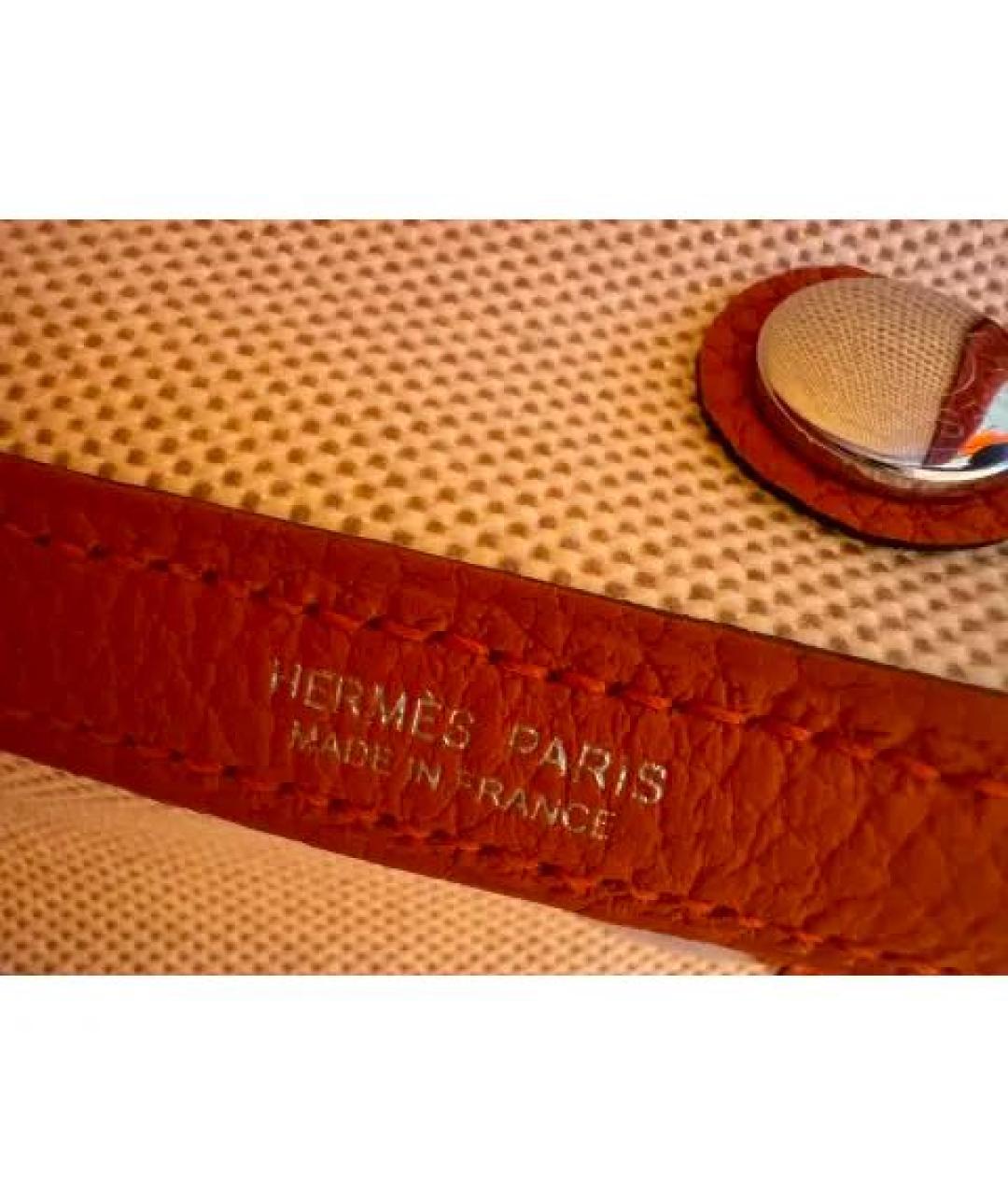 HERMES Оранжевая кожаная сумка с короткими ручками, фото 8