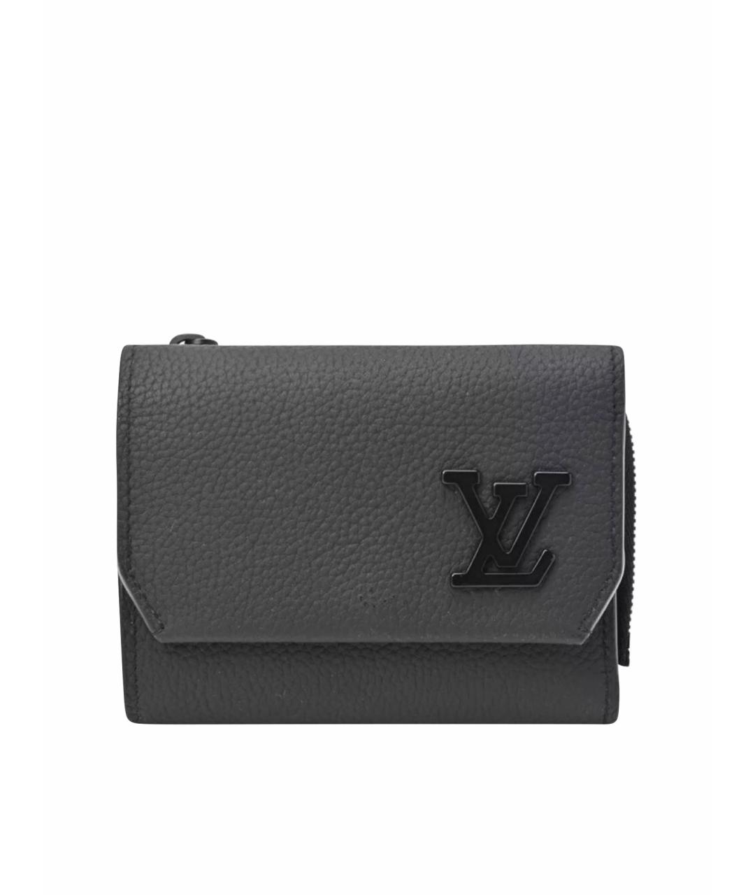 LOUIS VUITTON Черный кожаный кошелек, фото 1