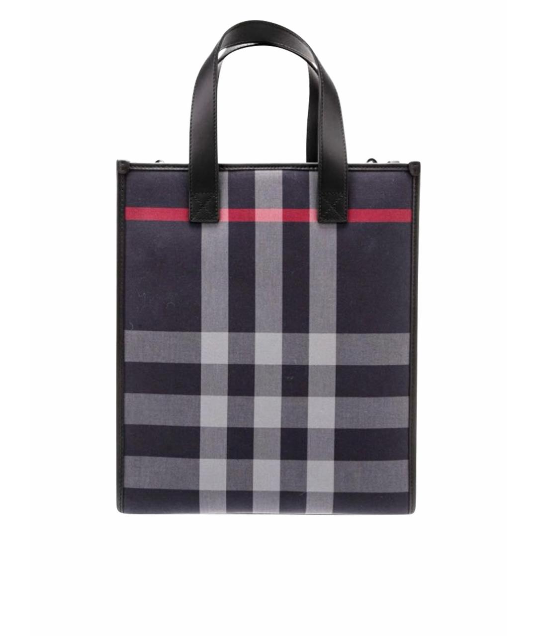 BURBERRY Темно-синяя кожаная сумка тоут, фото 1