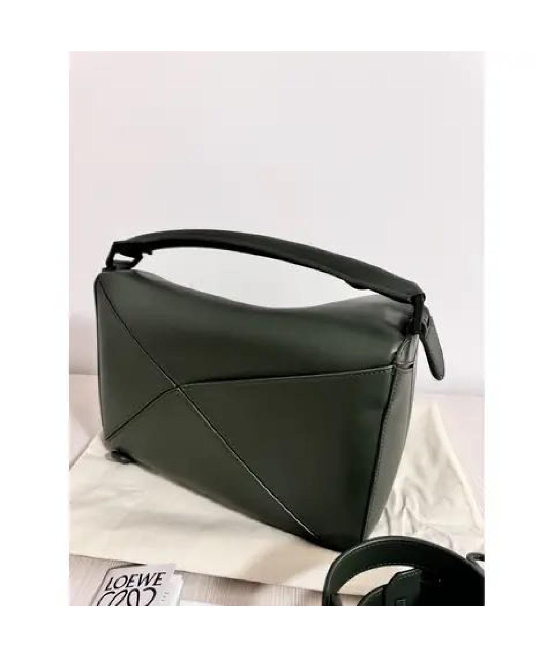 LOEWE Зеленая кожаная сумка с короткими ручками, фото 4