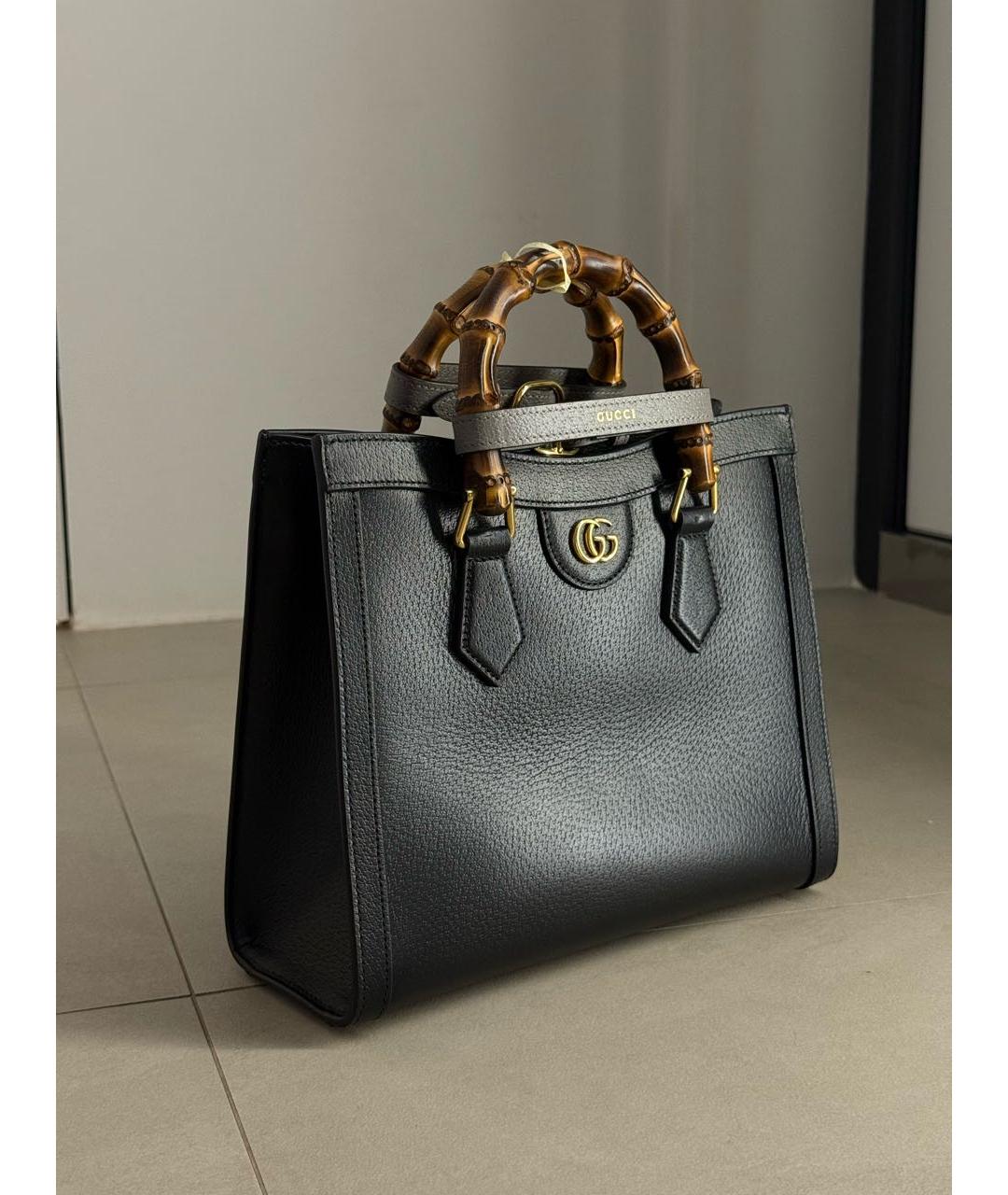 GUCCI Черная кожаная сумка с короткими ручками, фото 2