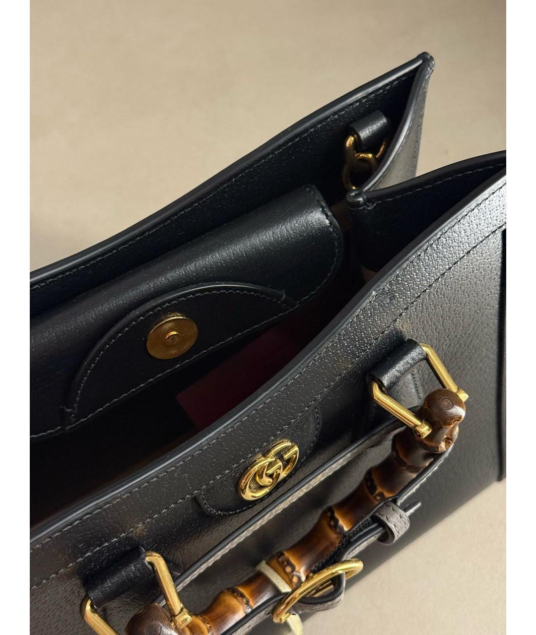 GUCCI Черная кожаная сумка с короткими ручками, фото 4