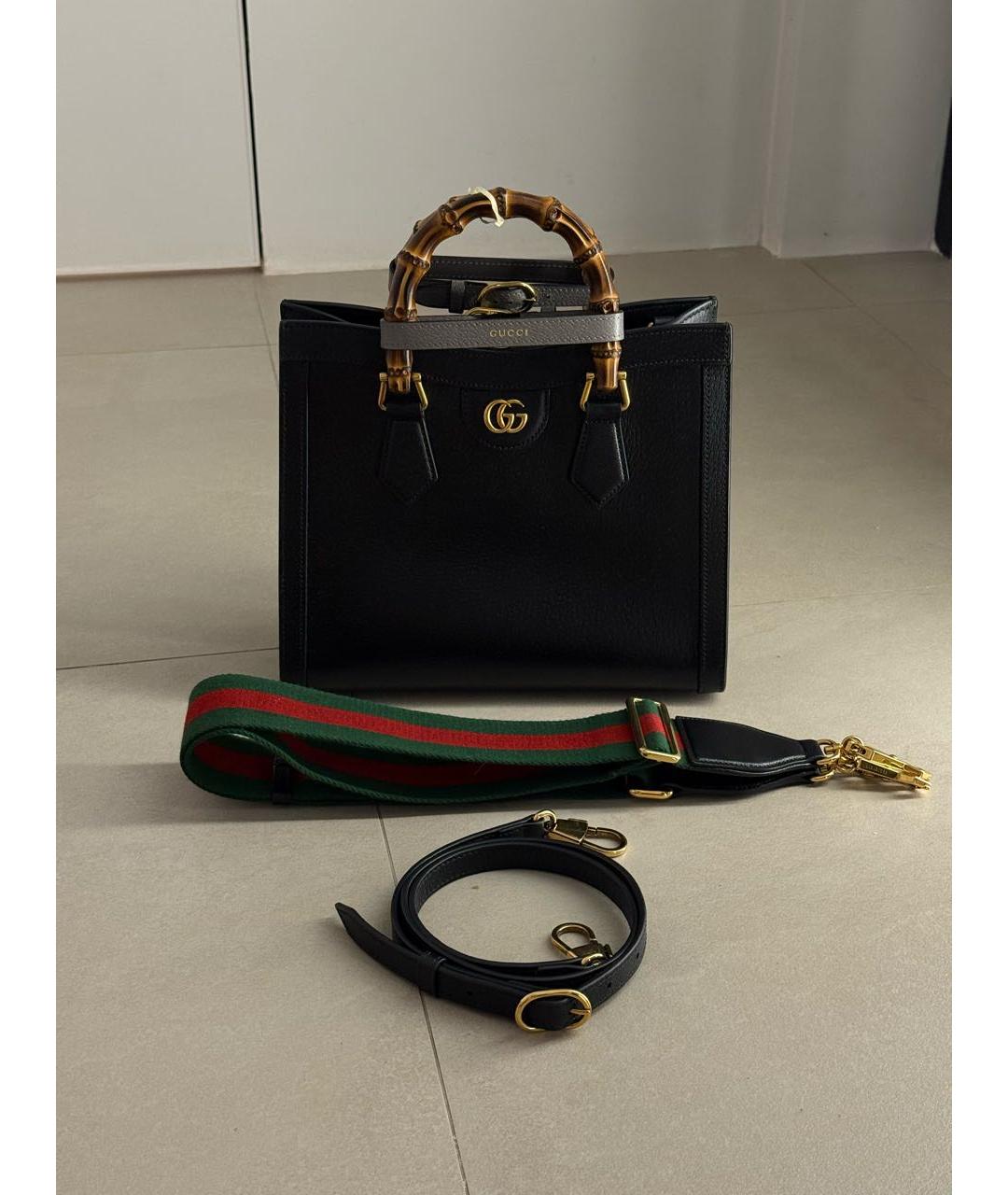 GUCCI Черная кожаная сумка с короткими ручками, фото 5