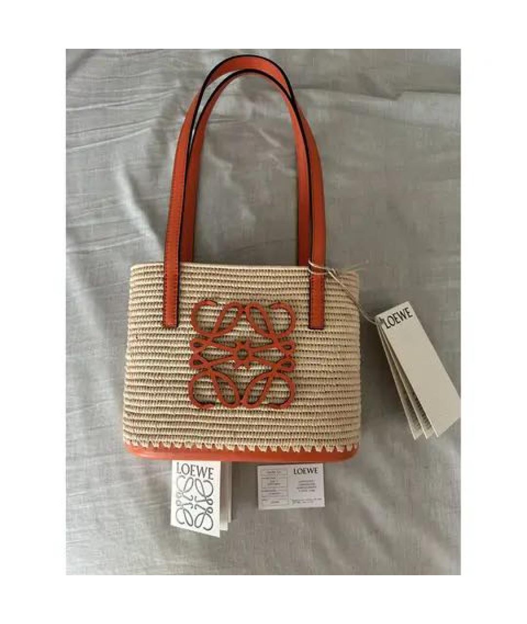 LOEWE Оранжевая твидовая сумка тоут, фото 2