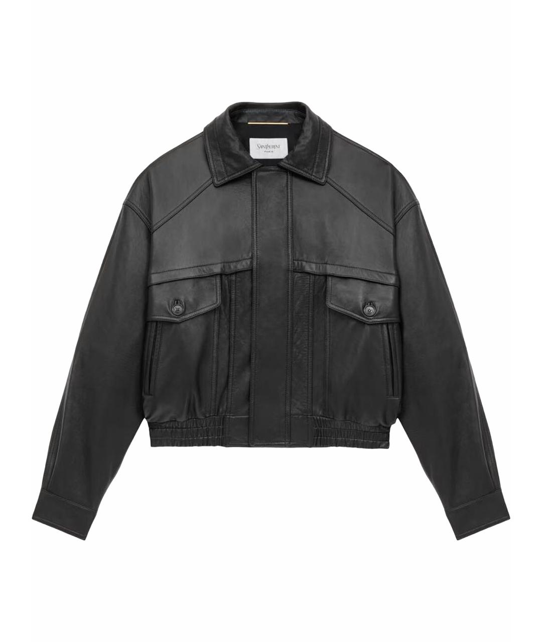 SAINT LAURENT Черная кожаная куртка, фото 1