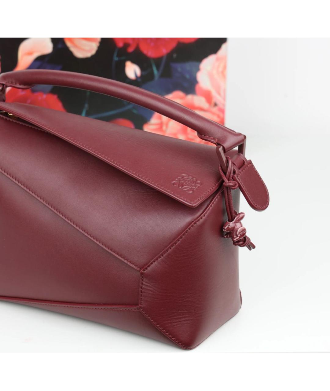 LOEWE Бордовая кожаная сумка через плечо, фото 6