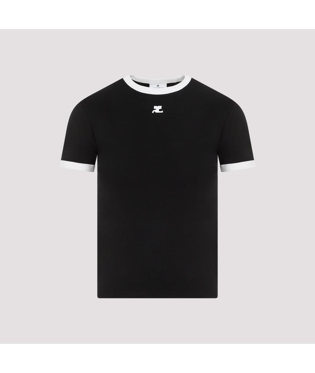 COURREGES Черная хлопковая футболка, фото 3