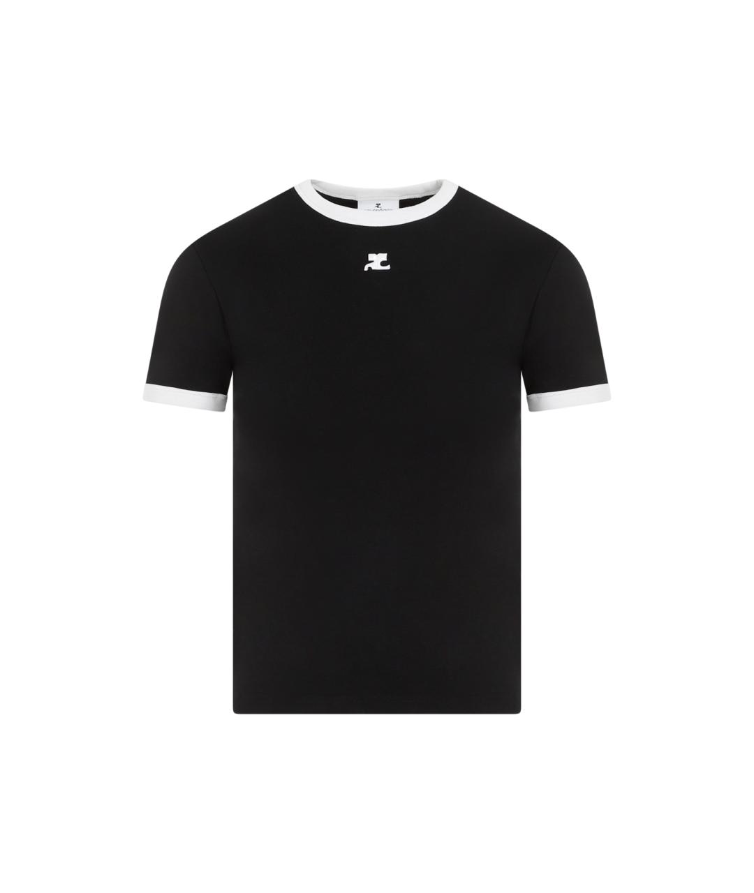 COURREGES Черная хлопковая футболка, фото 1
