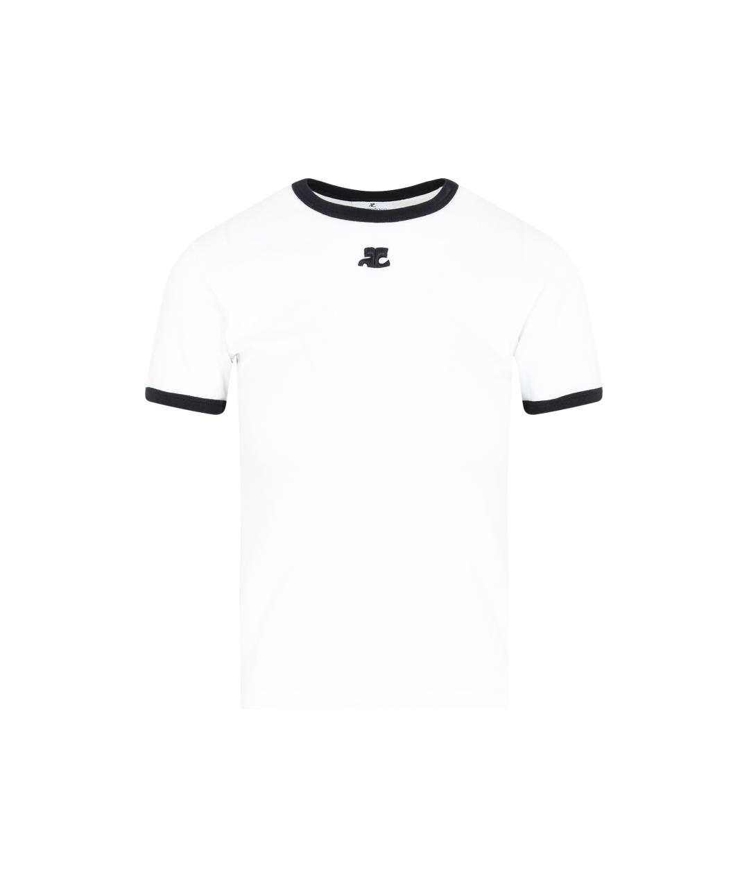 COURREGES Белая хлопковая футболка, фото 1