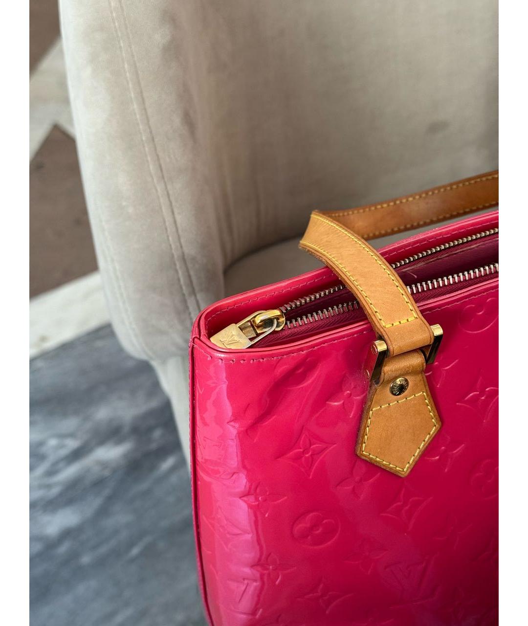 LOUIS VUITTON Коралловая сумка тоут из лакированной кожи, фото 4