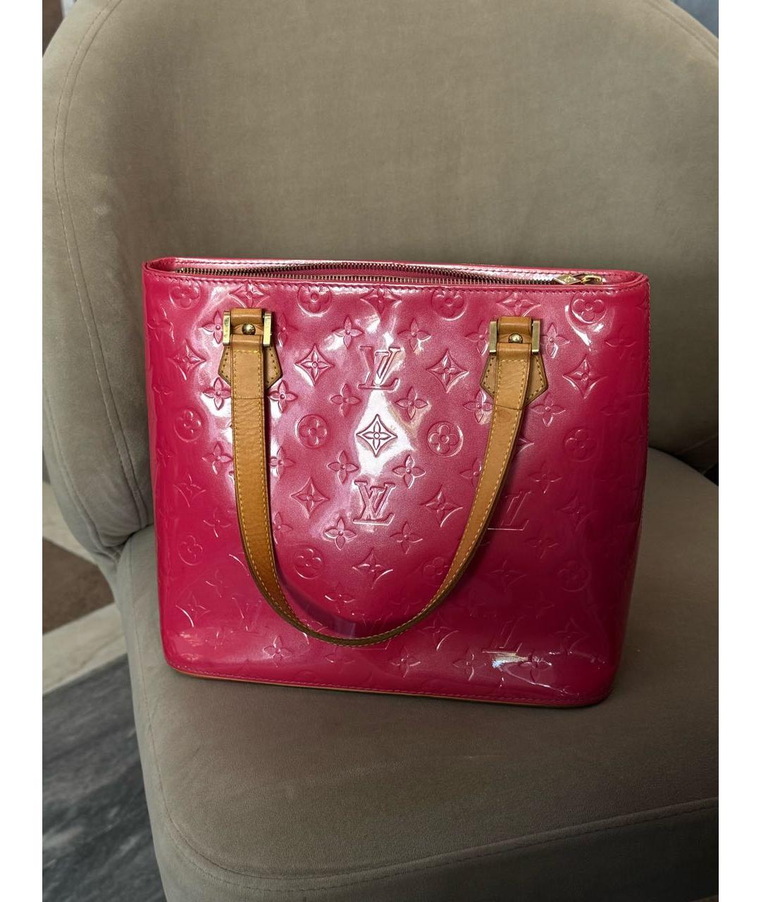 LOUIS VUITTON Коралловая сумка тоут из лакированной кожи, фото 9
