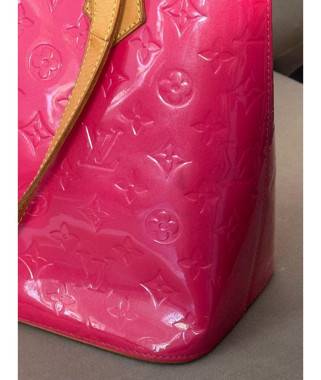 LOUIS VUITTON Коралловая сумка тоут из лакированной кожи, фото 6