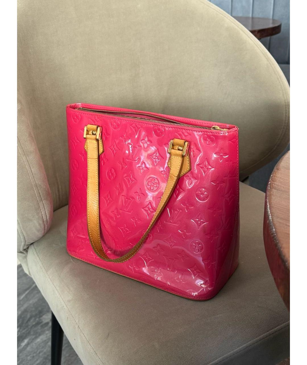 LOUIS VUITTON Коралловая сумка тоут из лакированной кожи, фото 5
