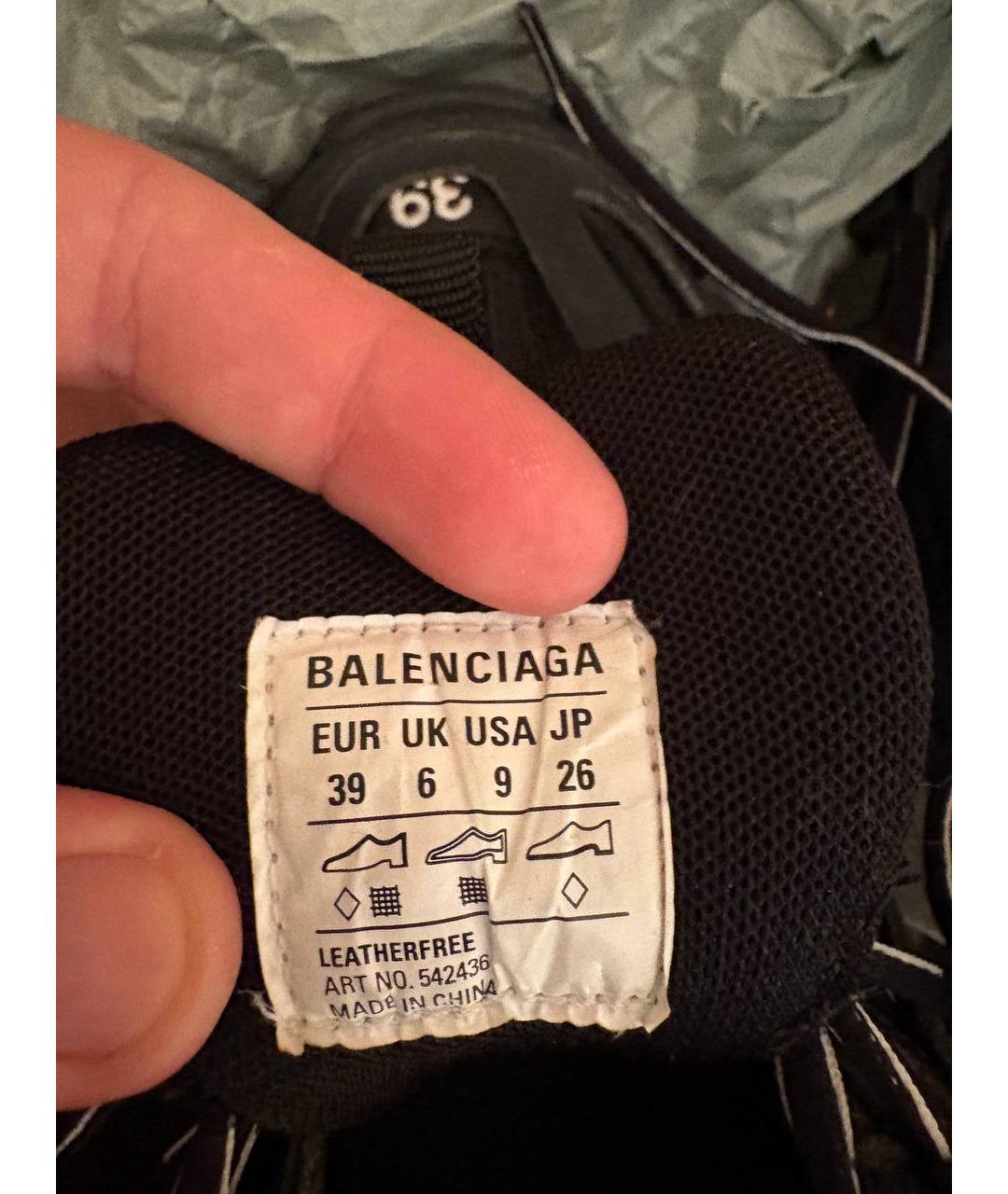 BALENCIAGA Черные кожаные кроссовки, фото 6