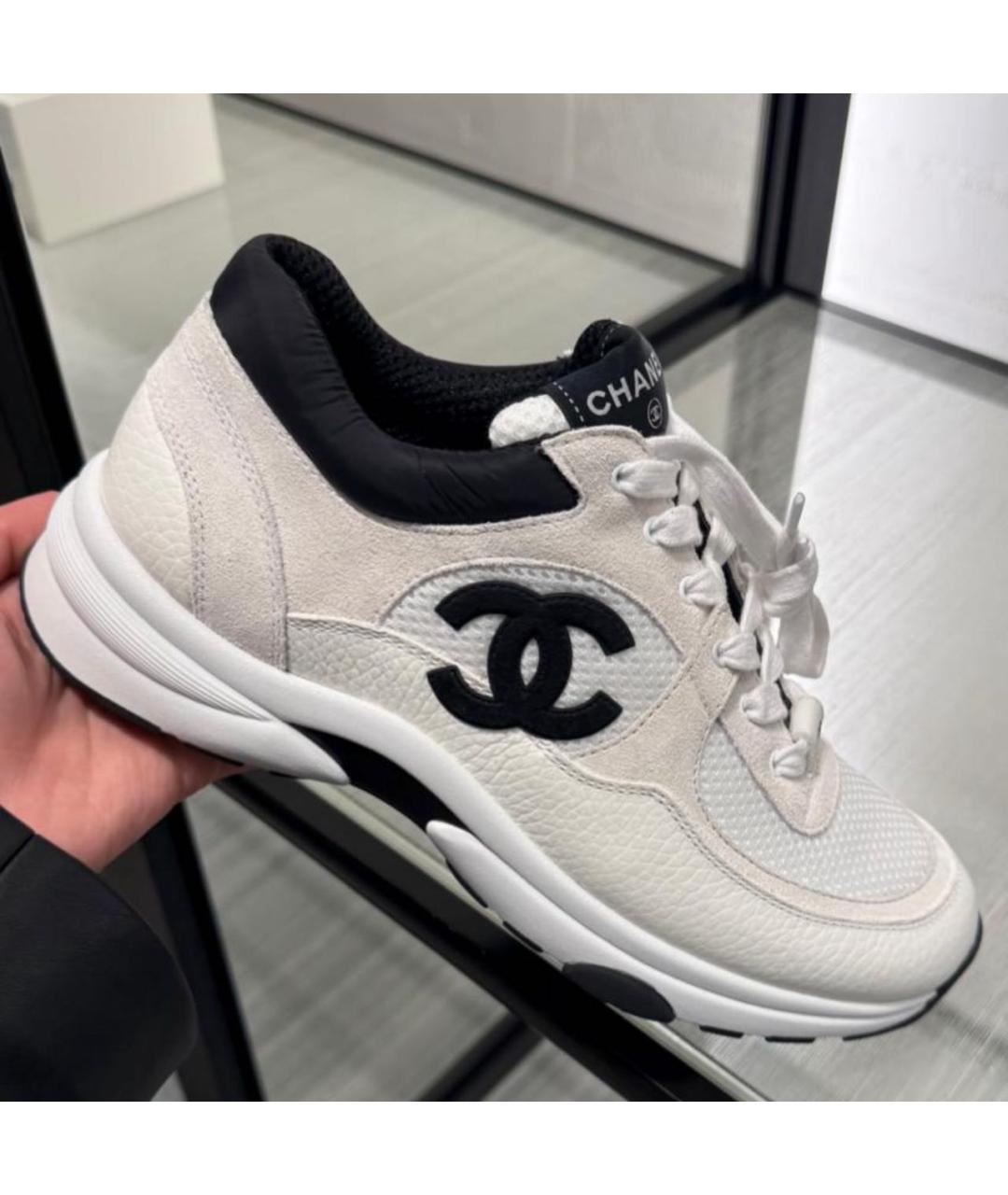 CHANEL Белые кожаные кроссовки, фото 5