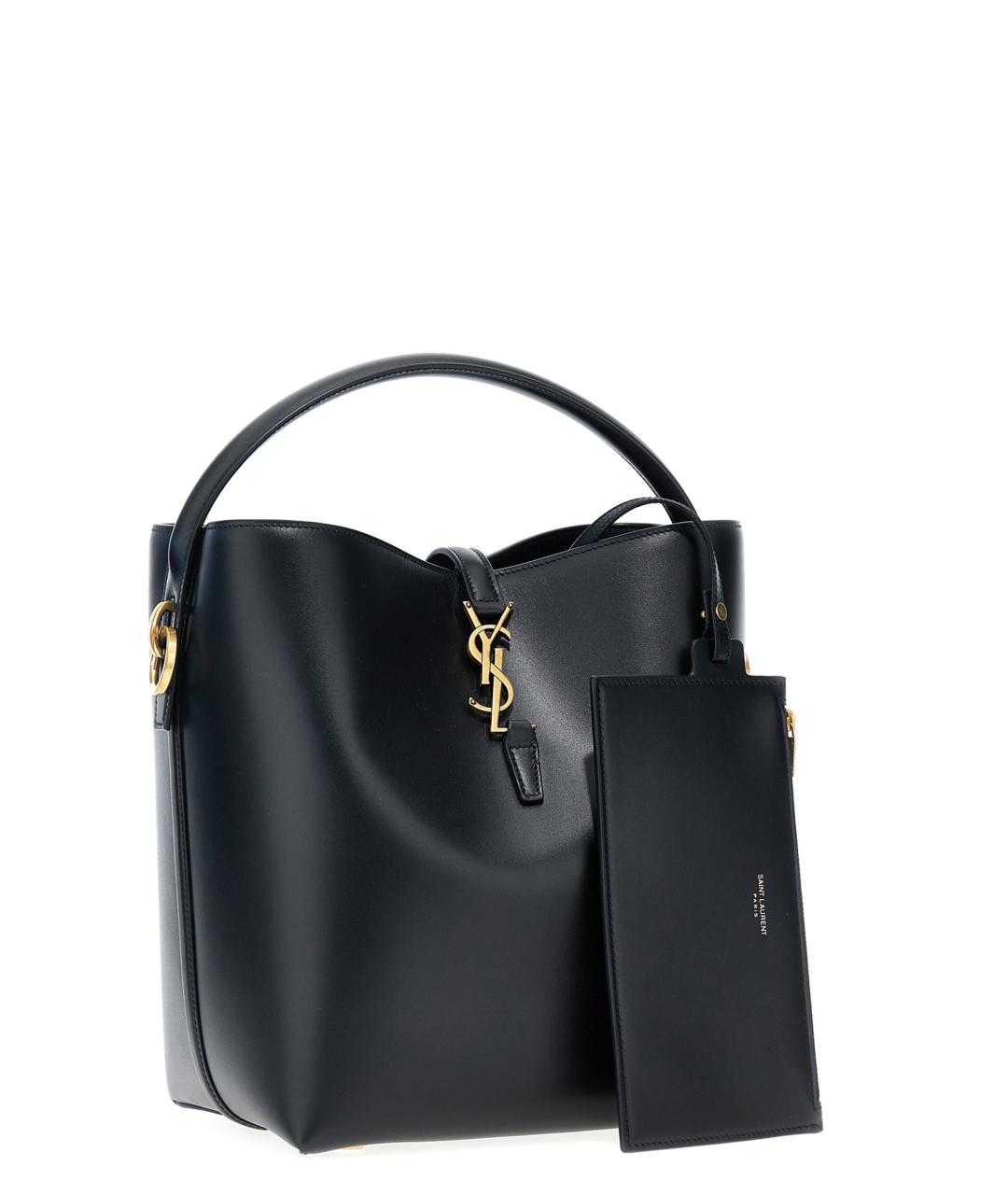 SAINT LAURENT Черная кожаная сумка тоут, фото 2