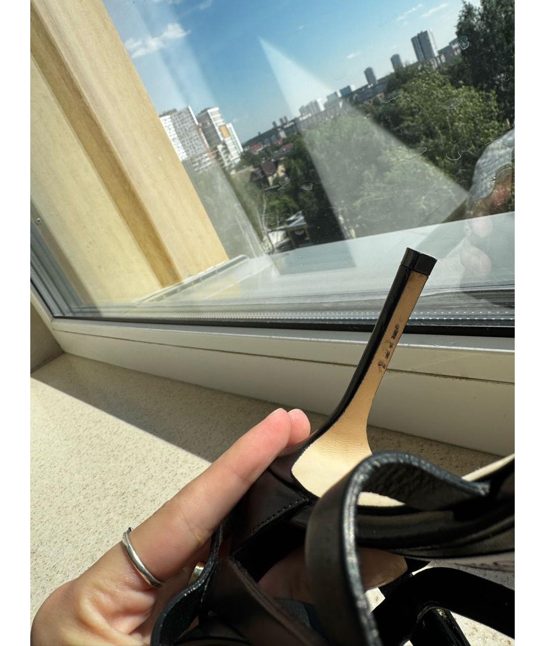 JIMMY CHOO Черные кожаные босоножки, фото 8