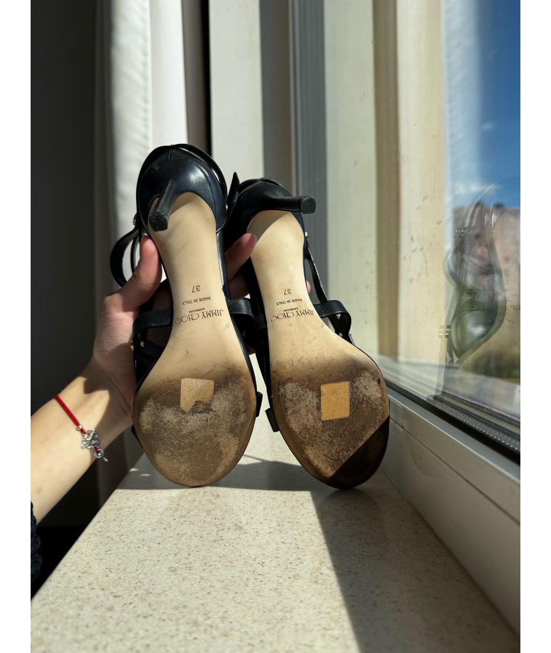 JIMMY CHOO Черные кожаные босоножки, фото 7