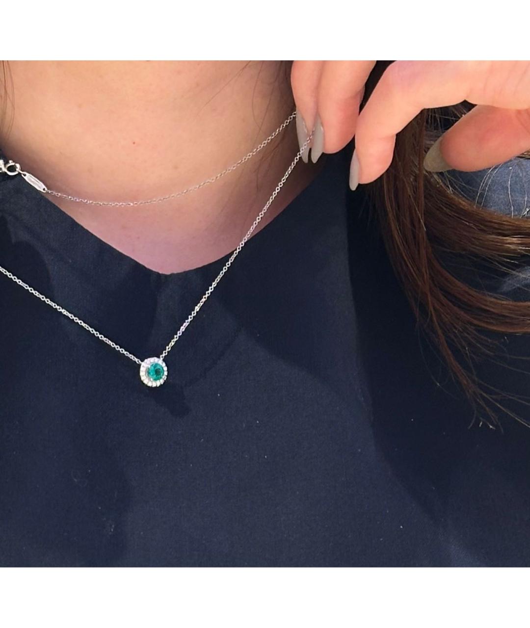 TIFFANY&CO Зеленая платиновая подвеска, фото 3