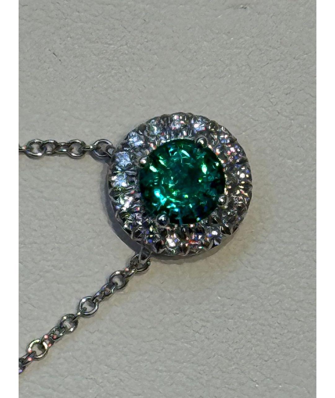 TIFFANY&CO Зеленая платиновая подвеска, фото 4