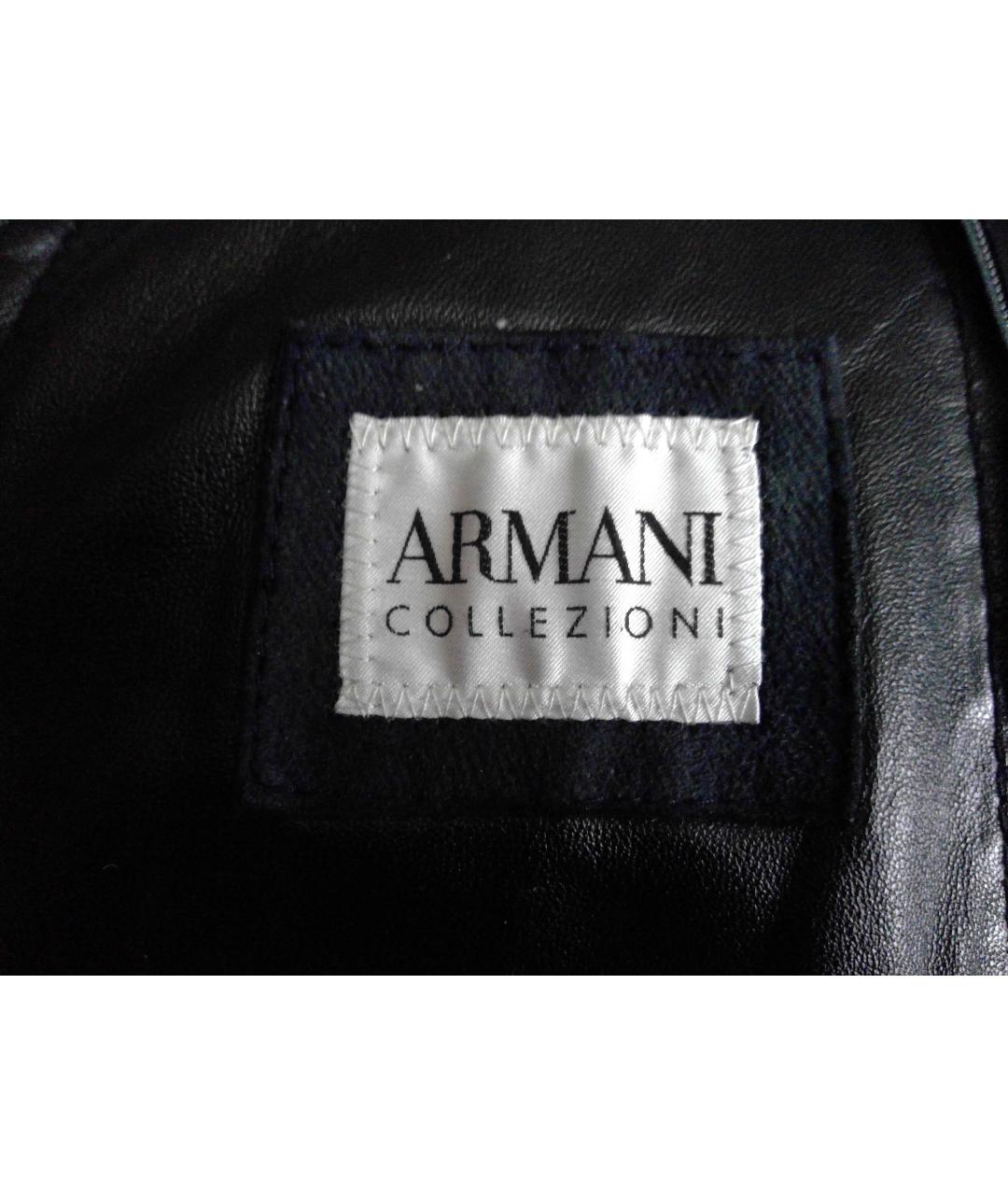 ARMANI COLLEZIONI Темно-синяя замшевая дубленка/шуба, фото 7