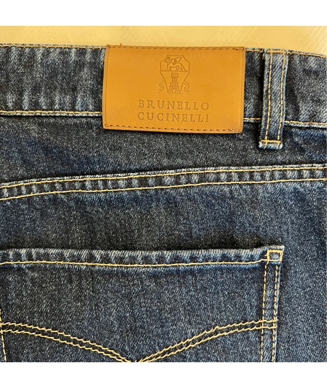 BRUNELLO CUCINELLI Темно-синие хлопковые прямые джинсы, фото 6