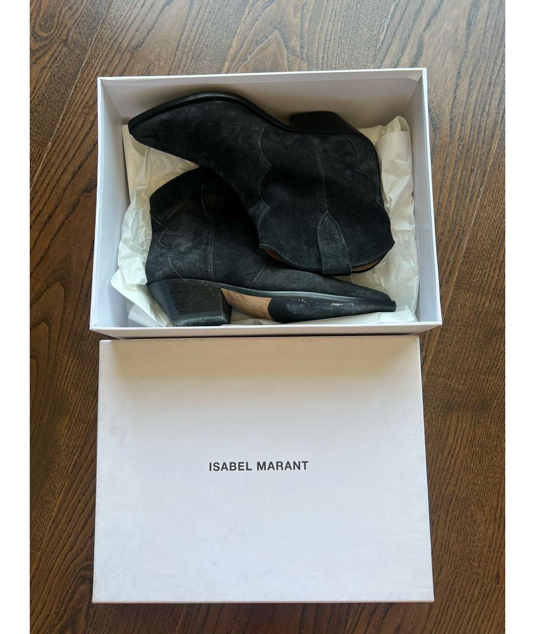 ISABEL MARANT Темно-синие замшевые полусапоги, фото 2