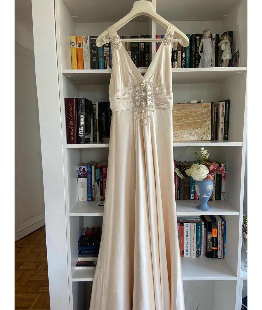 JENNY PACKHAM Бежевое шелковое свадебное платье, фото 5