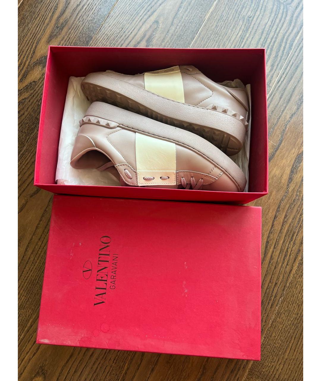 VALENTINO Розовые кожаные кроссовки, фото 5
