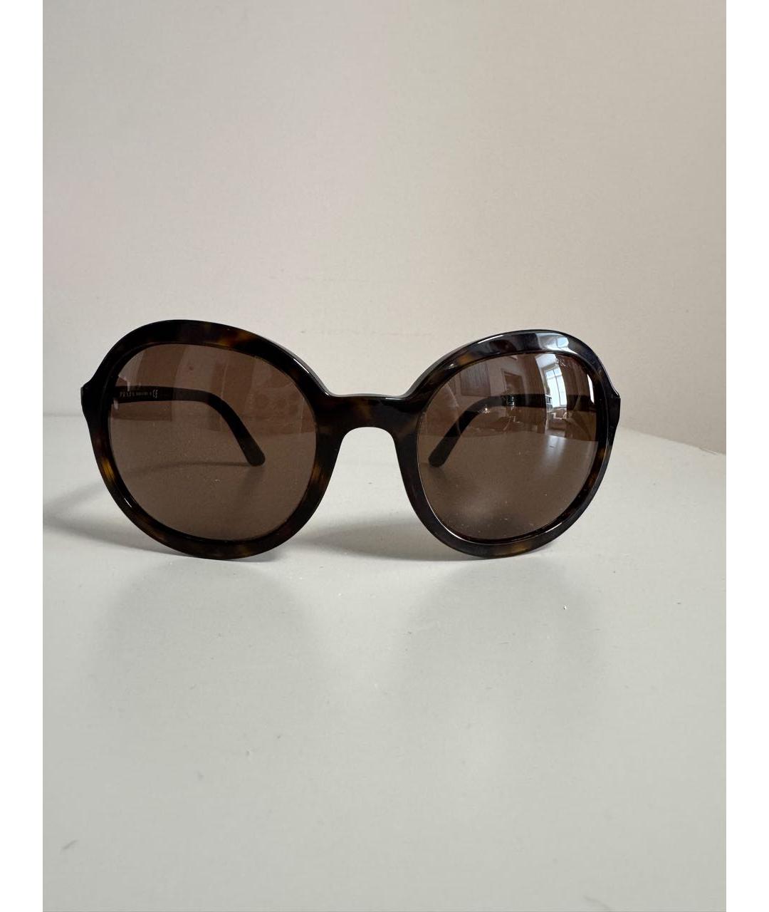 PRADA Коричневые пластиковые солнцезащитные очки, фото 4