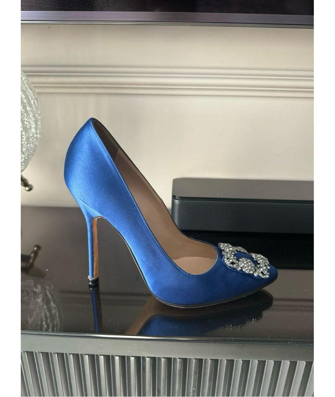 MANOLO BLAHNIK Синие текстильные туфли, фото 7