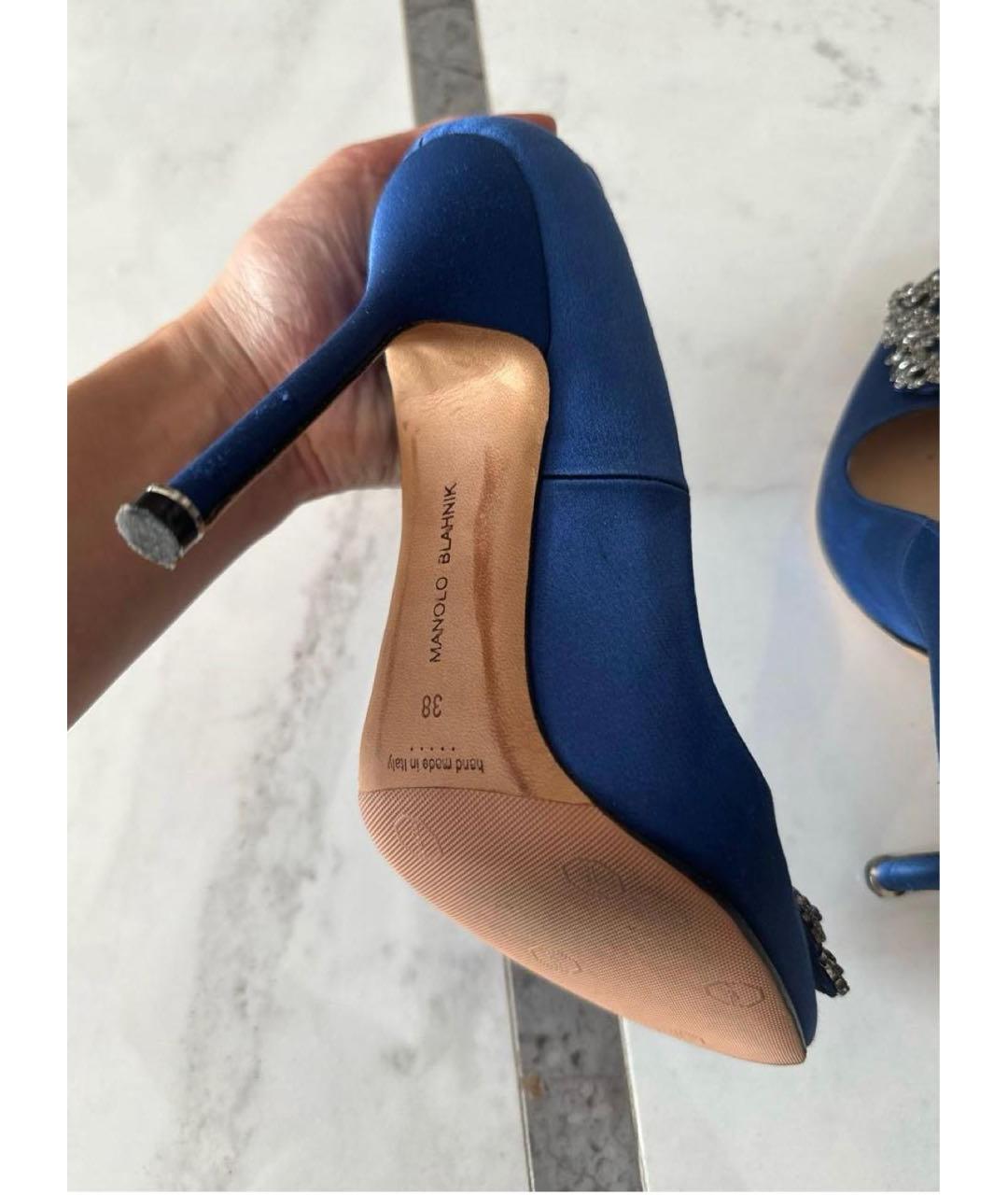 MANOLO BLAHNIK Синие текстильные туфли, фото 8