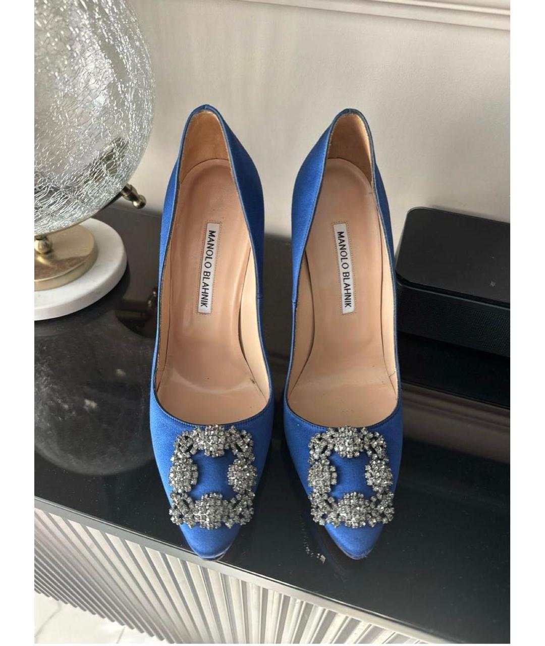 MANOLO BLAHNIK Синие текстильные туфли, фото 2