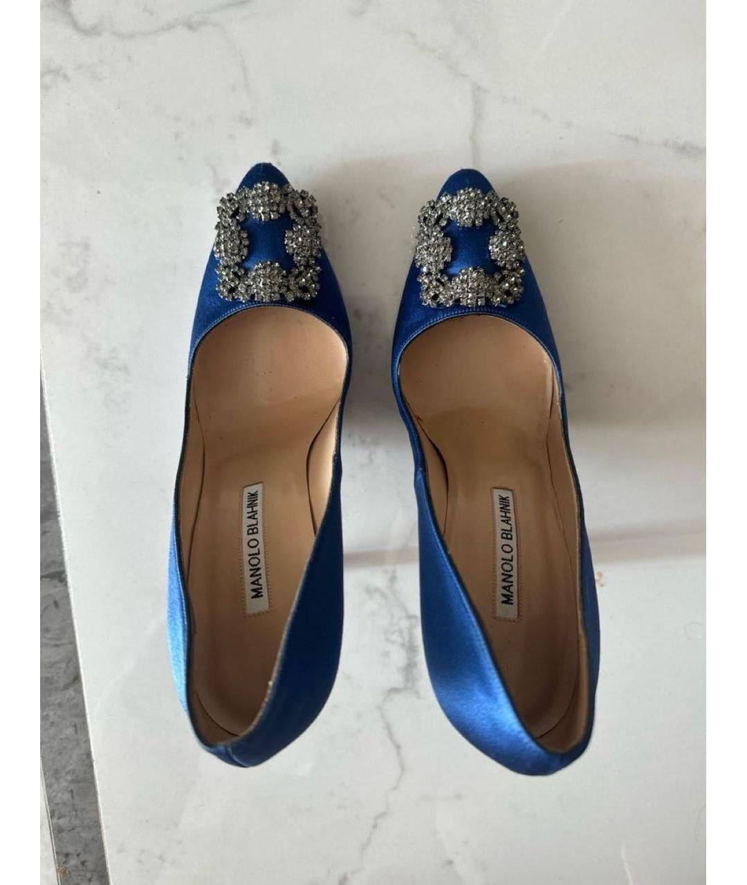 MANOLO BLAHNIK Синие текстильные туфли, фото 3