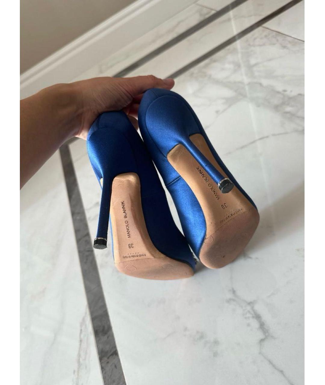 MANOLO BLAHNIK Синие текстильные туфли, фото 6