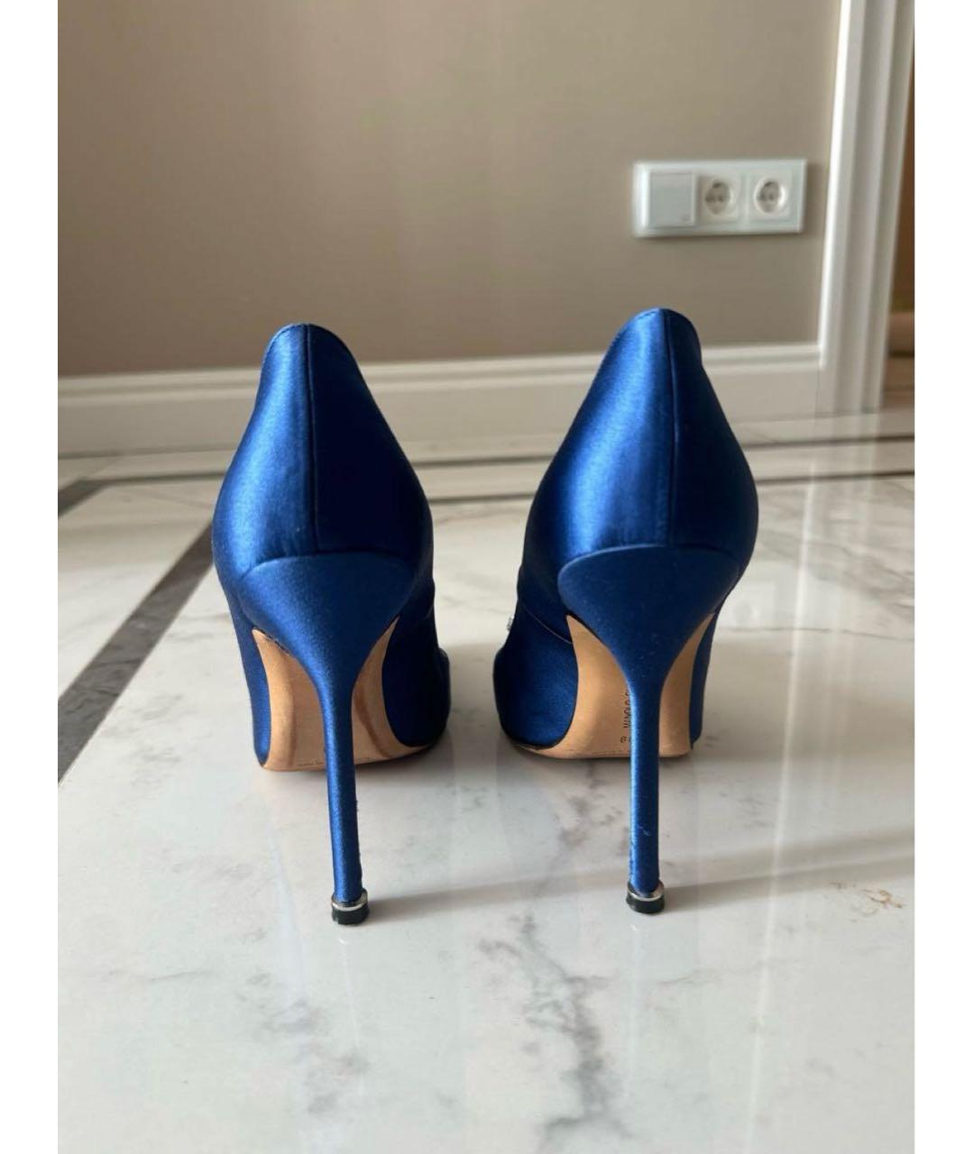 MANOLO BLAHNIK Синие текстильные туфли, фото 4