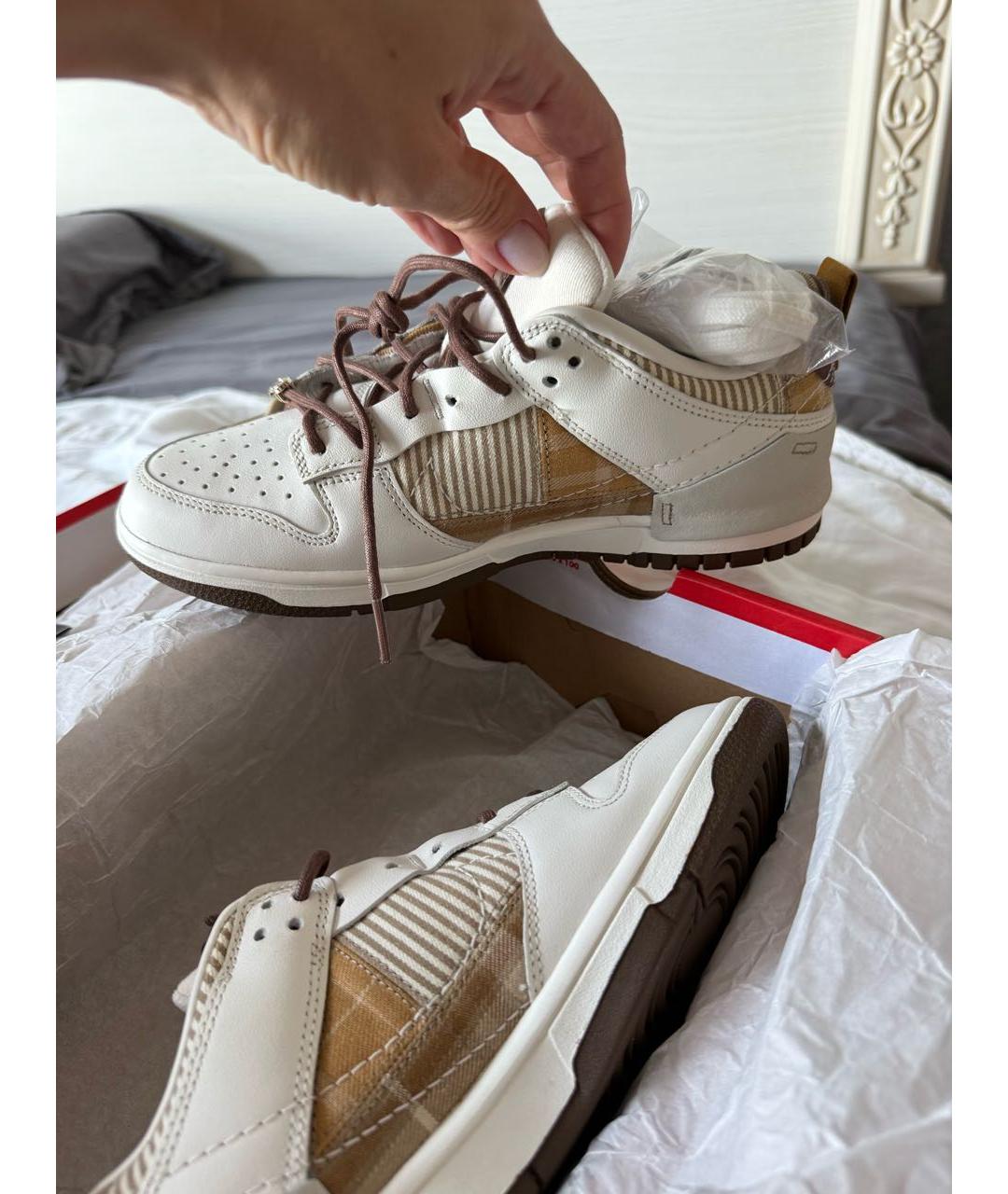 NIKE Бежевые кожаные кроссовки, фото 3