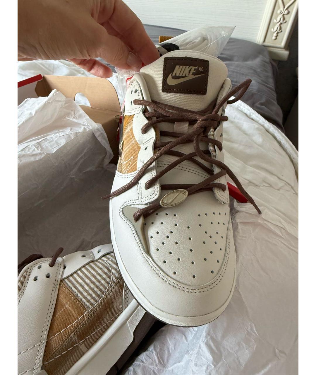 NIKE Бежевые кожаные кроссовки, фото 2