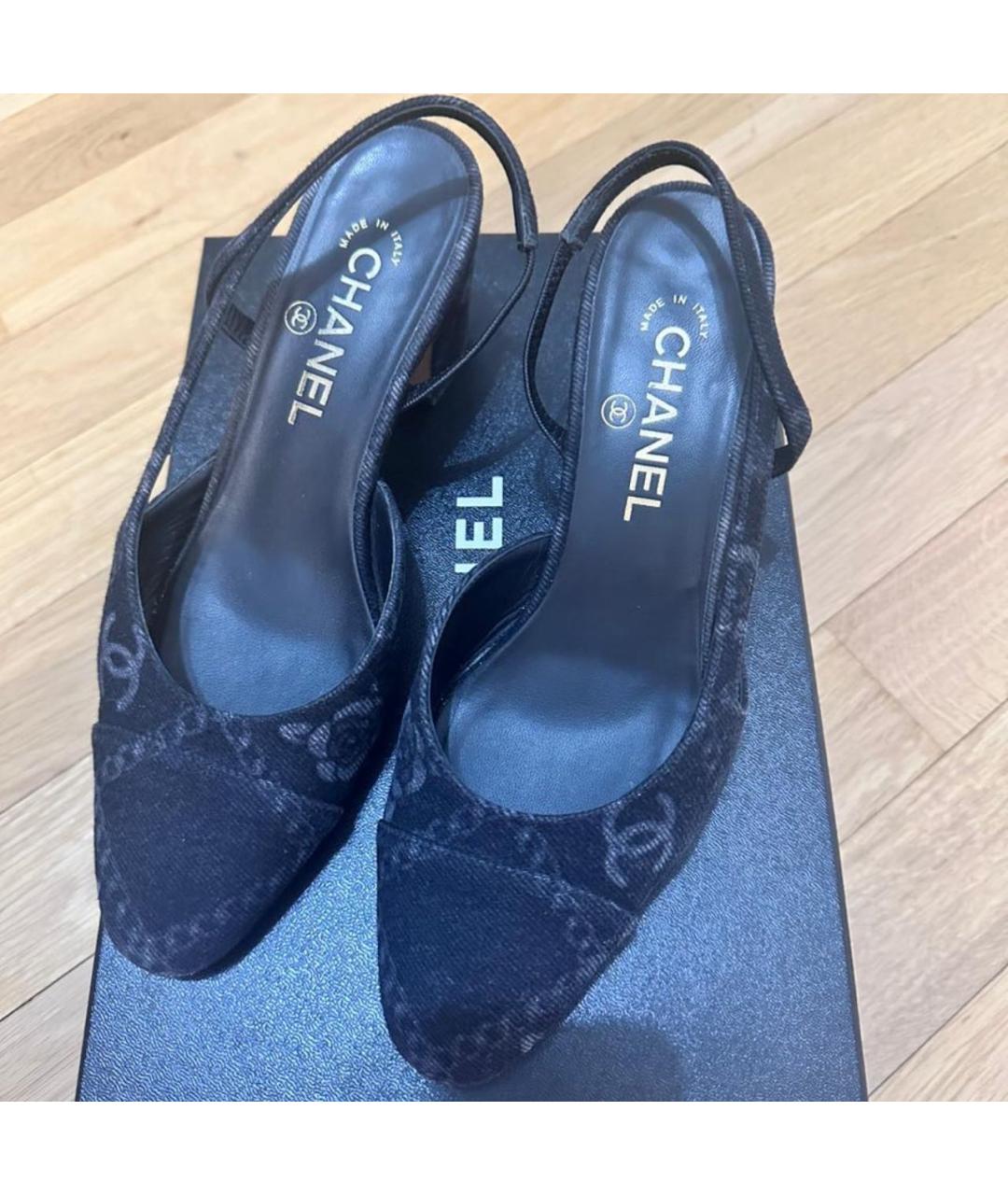CHANEL Антрацитовые сабо, фото 3