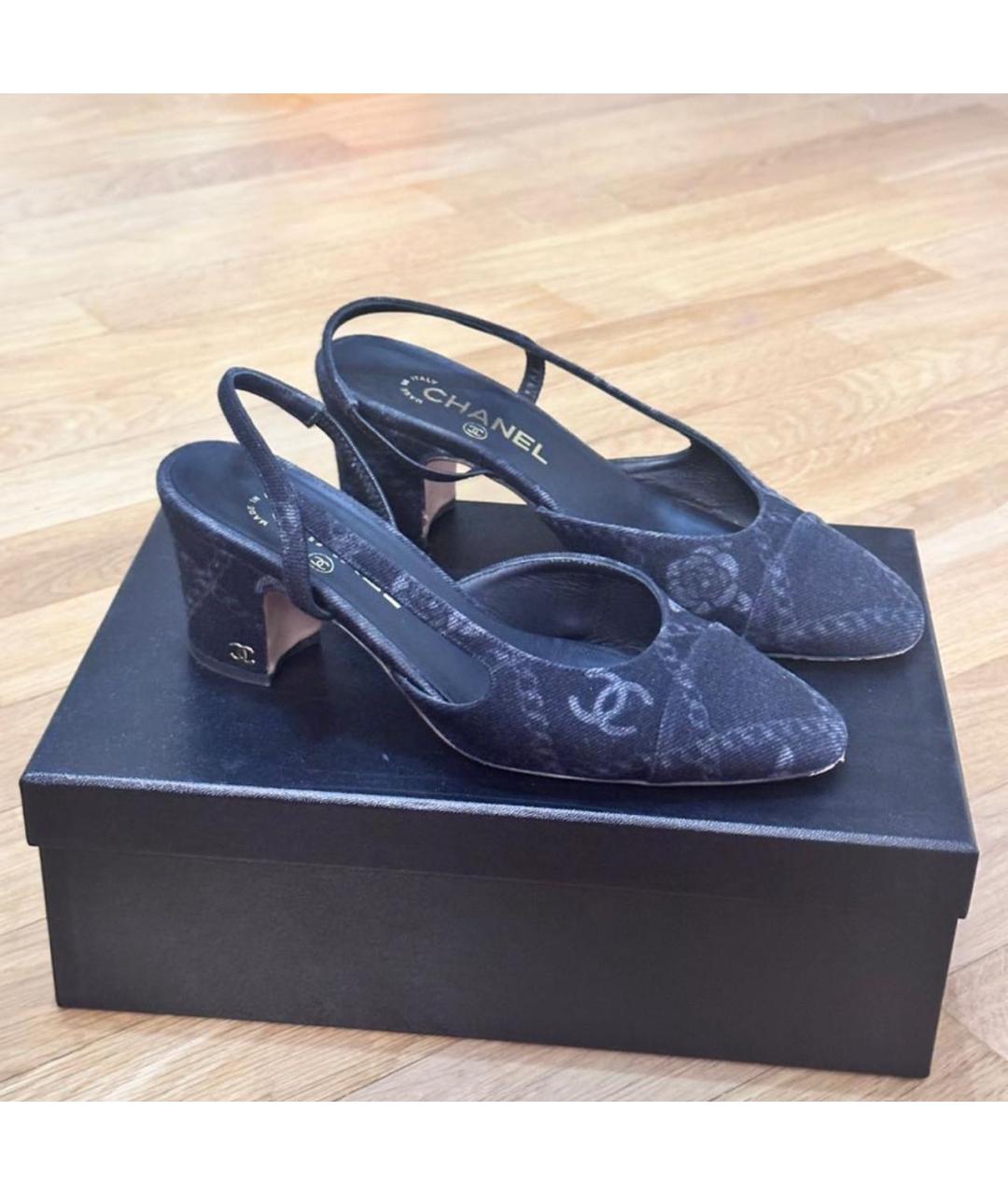 CHANEL Антрацитовые сабо, фото 5