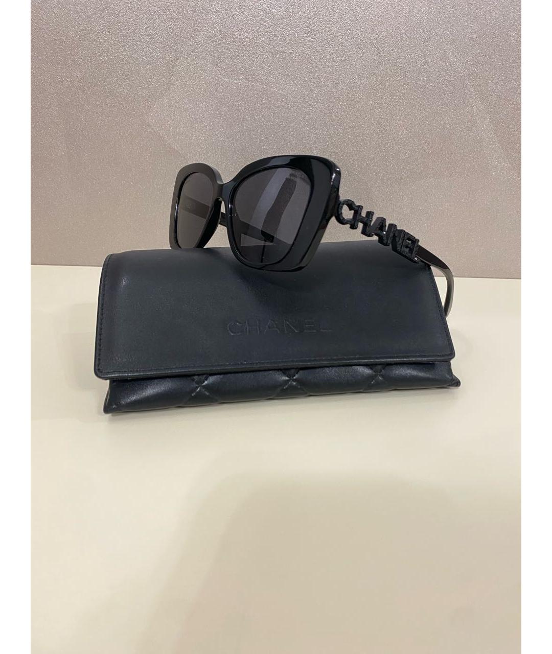 CHANEL Черные пластиковые солнцезащитные очки, фото 4