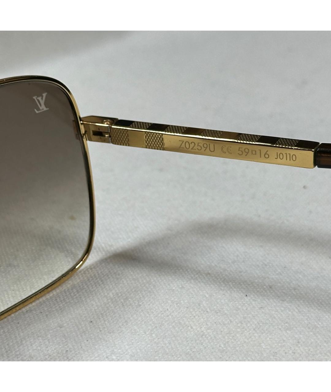 LOUIS VUITTON Золотые металлические солнцезащитные очки, фото 7