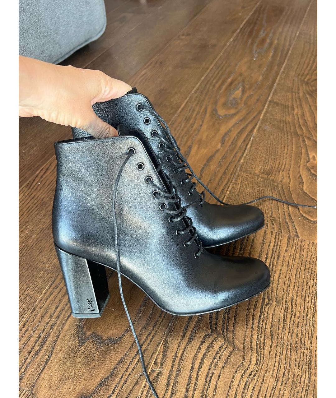 SAINT LAURENT Черные кожаные ботильоны, фото 5