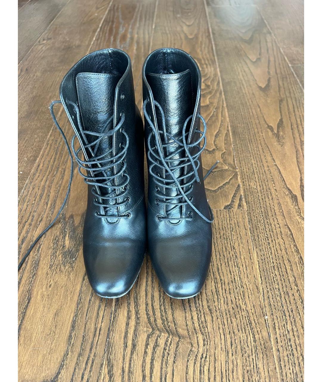 SAINT LAURENT Черные кожаные ботильоны, фото 3