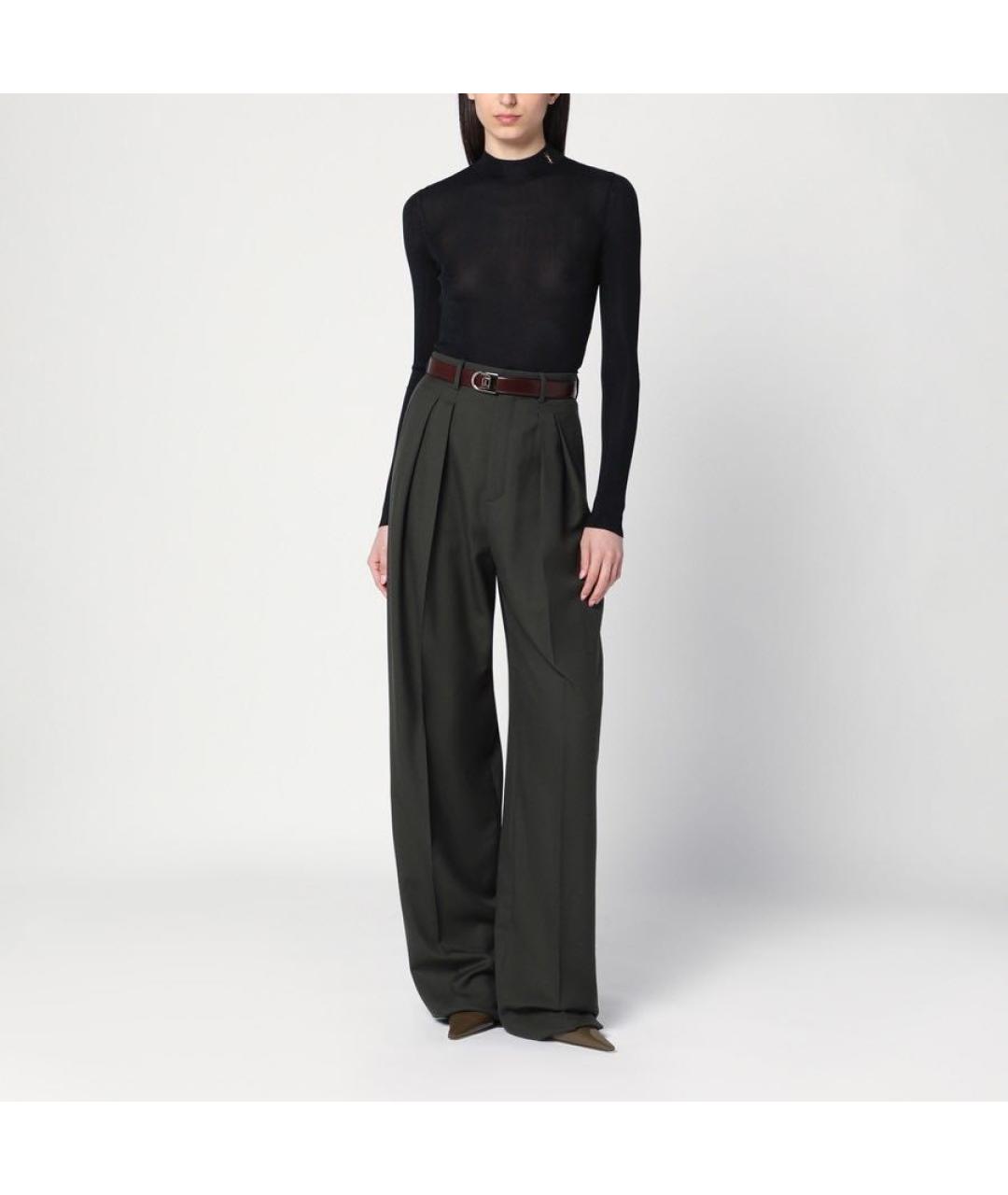 SAINT LAURENT Хаки шерстяные брюки широкие, фото 8