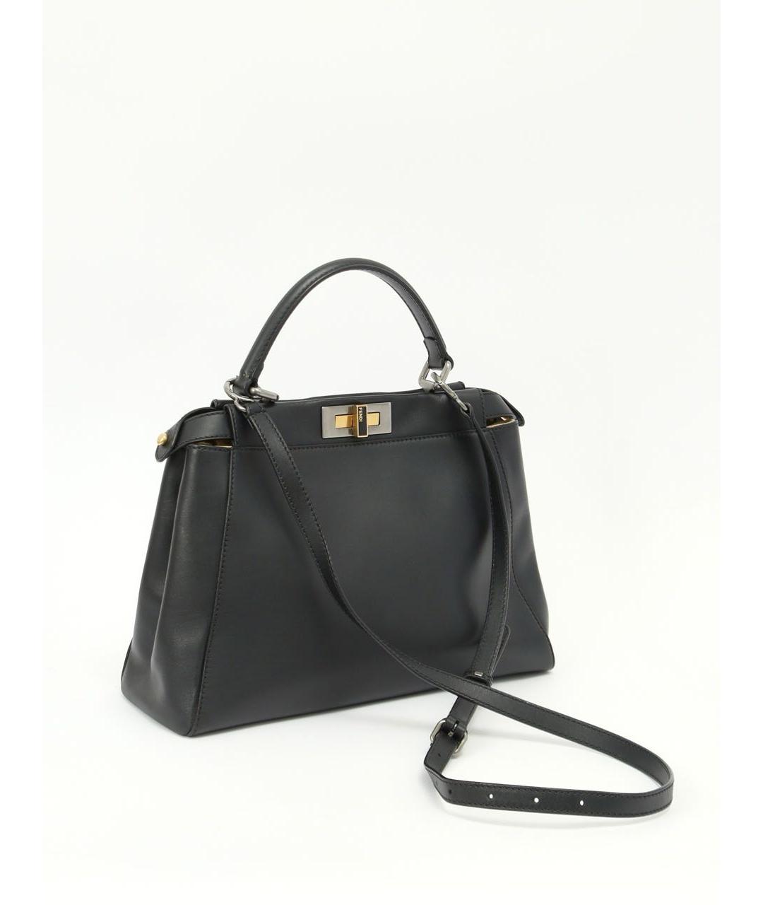 FENDI Черная кожаная сумка тоут, фото 3