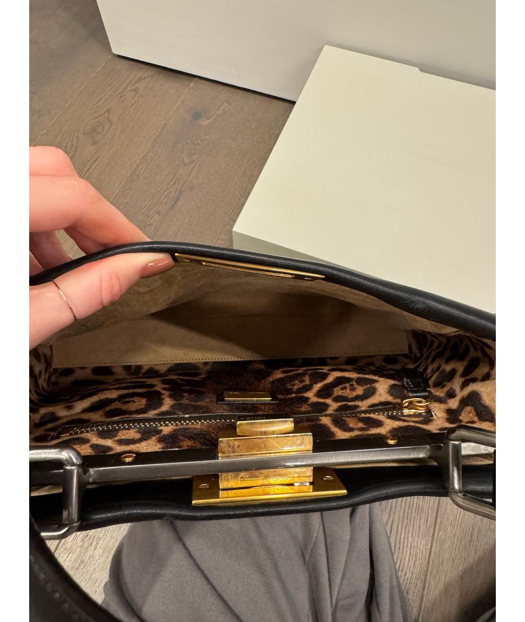 FENDI Черная кожаная сумка тоут, фото 5
