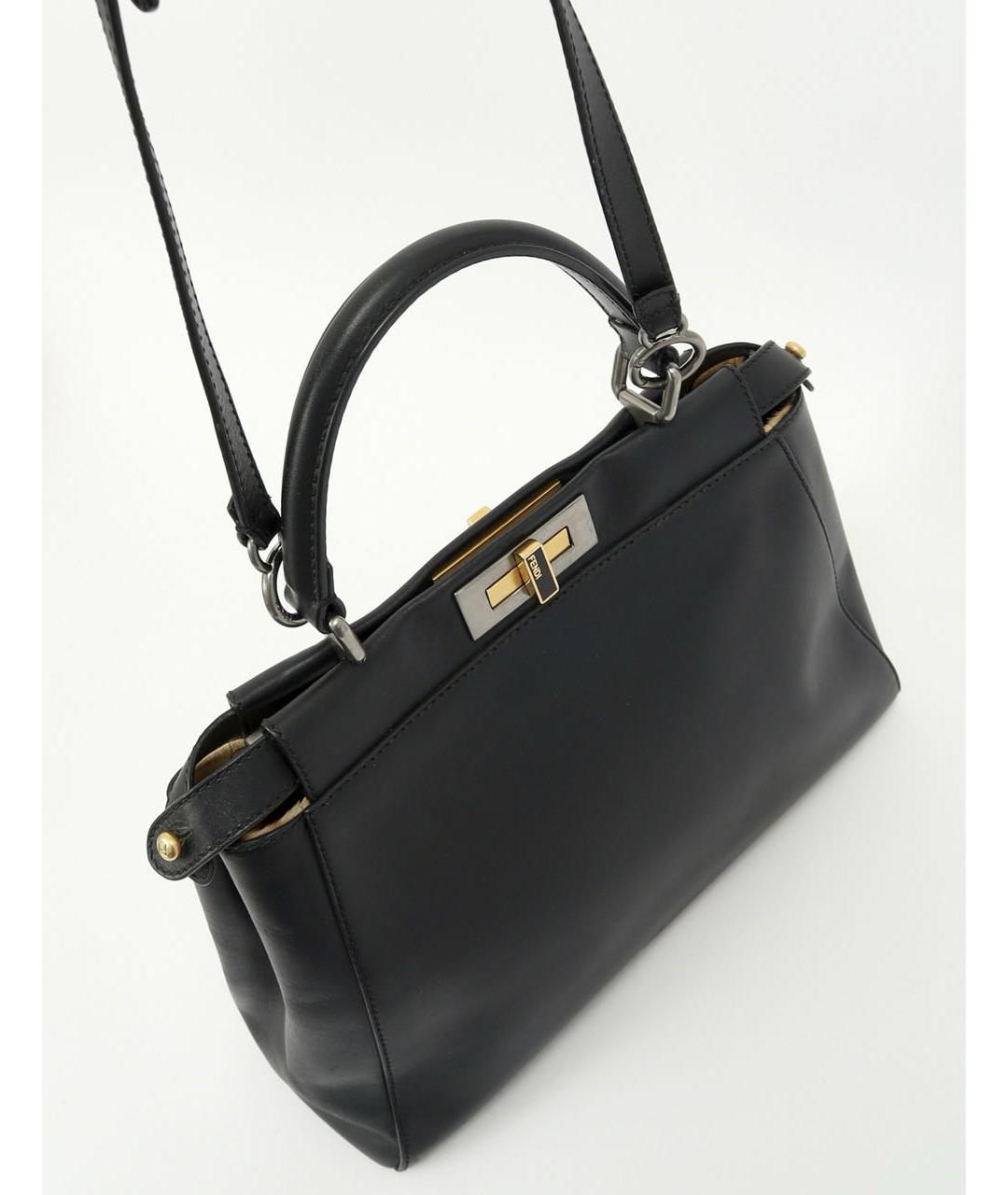 FENDI Черная кожаная сумка тоут, фото 6